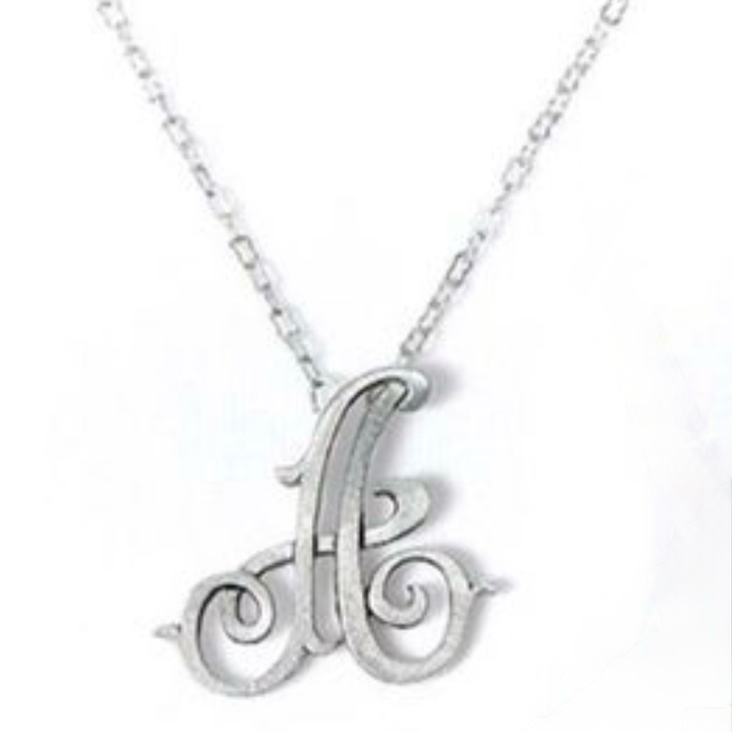 Jk Thirty-One Silvertone Monogram Necklace Letter “A”